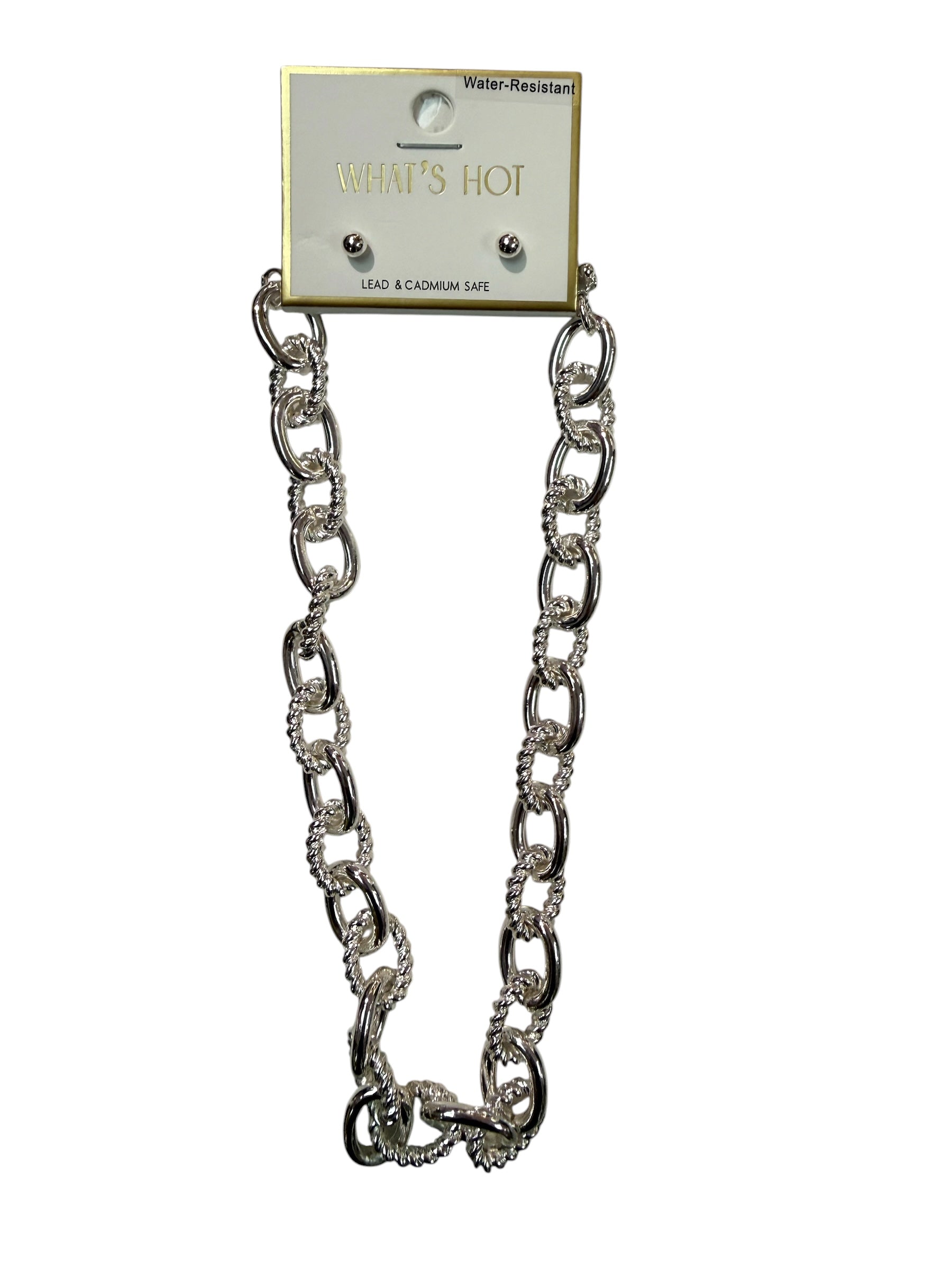 Silver Chunky Oval Necklace