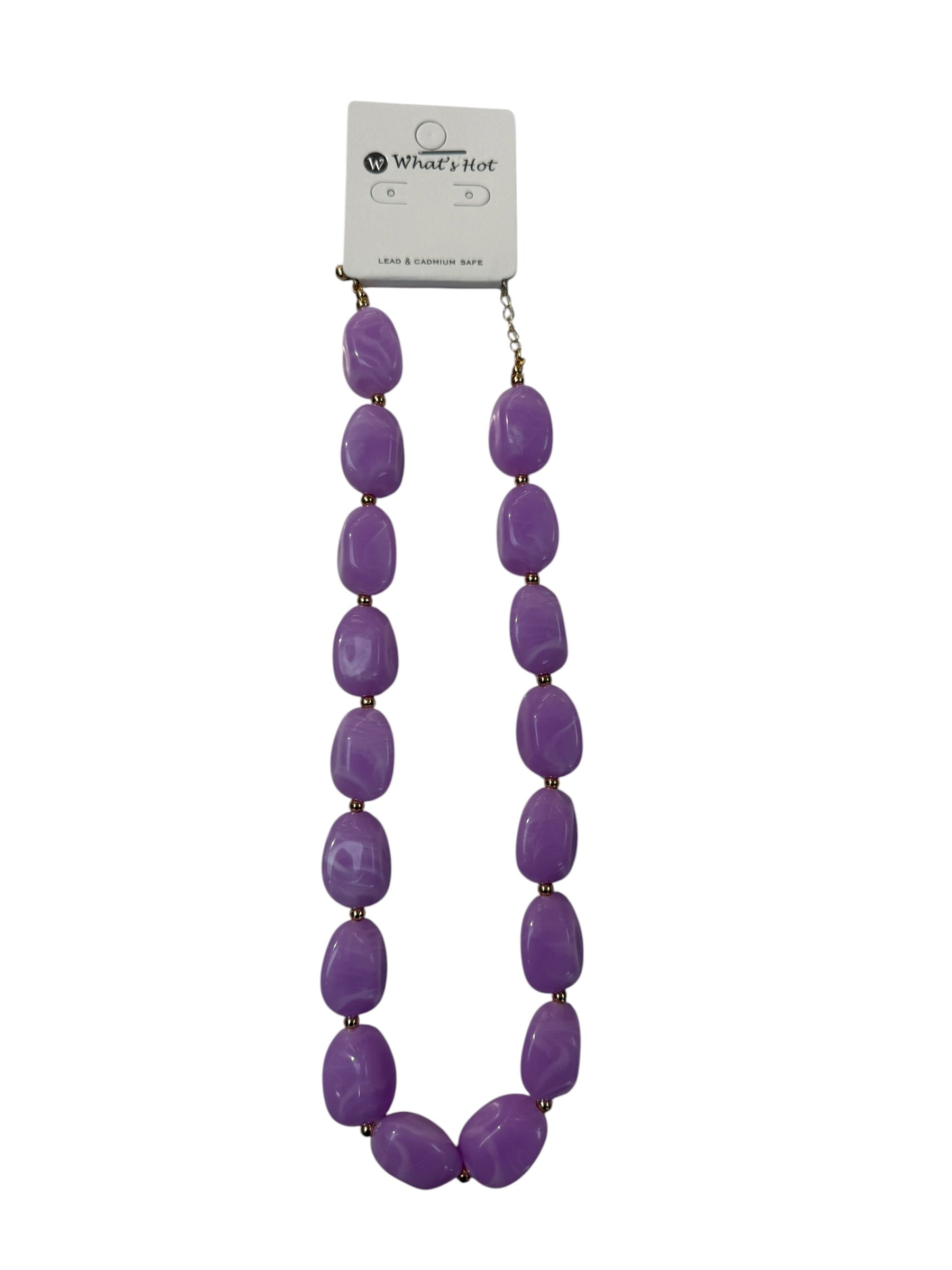 Purple Oval Beaded Necklace