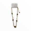 Gold Textured Chain with Teardrop Stone Necklace