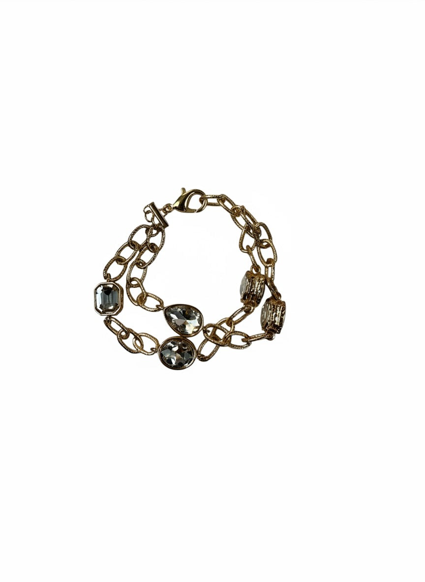 Gold Open Chain Double Layered Bracelet