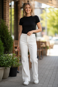 Wide Leg Woven Pant- Off White