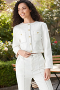 Cropped Woven Jacket- Off White