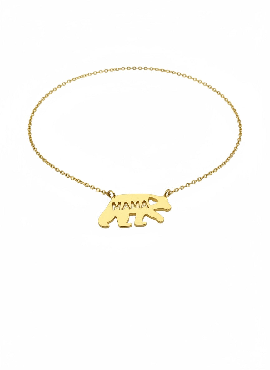 Mama Bear Necklace- Gold
