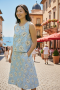 Floral Printed Skirt- Blue
