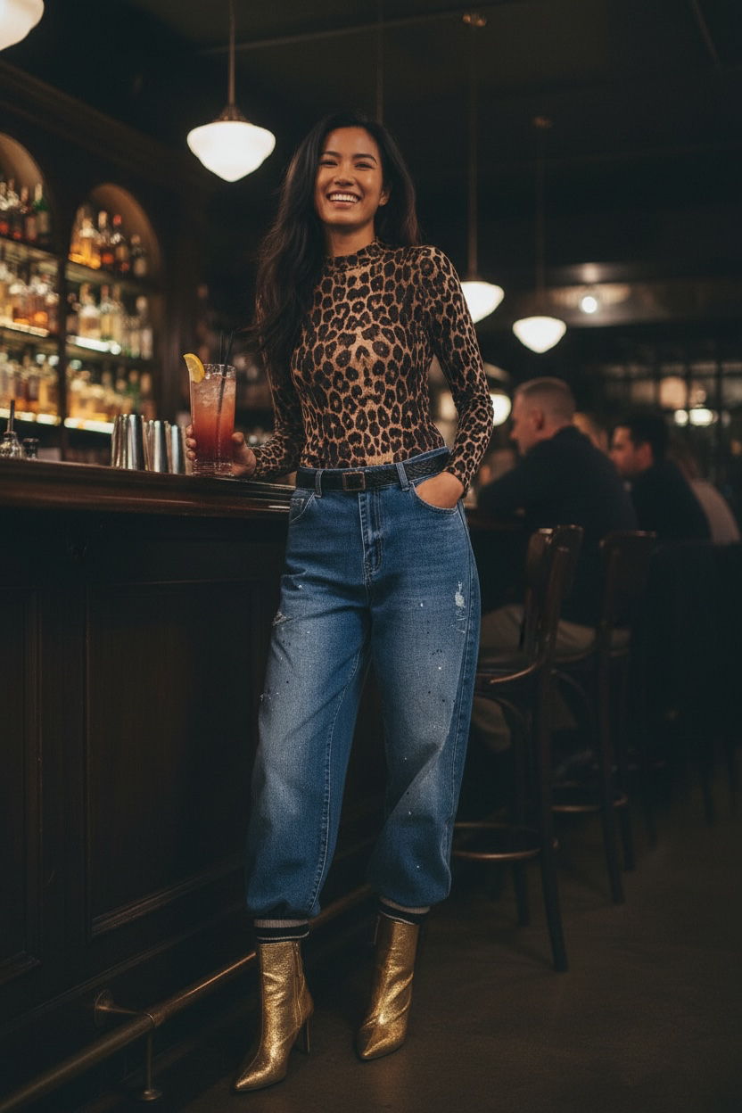 Leopard Print Spandex Bodysuit