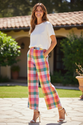 Check Pattern Wide Leg Tailored Pants