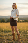 Embroidered Button Up Top- Cream