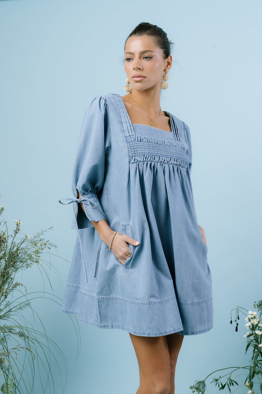 Light Denim Baby Doll Dress