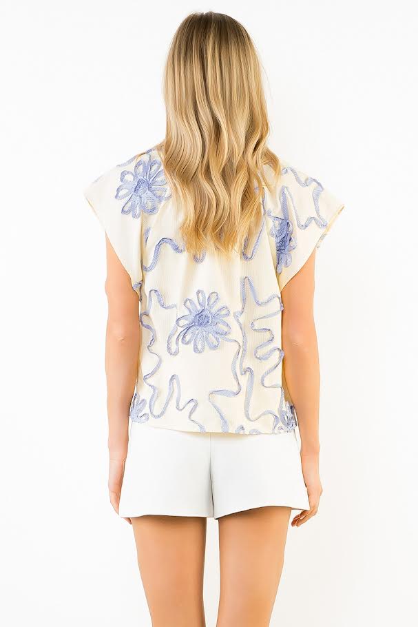 Striped Flower Top- Yellow