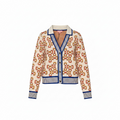 Bow Print Cardigan with Gold Buttons