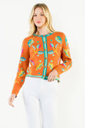 Collarless Long Sleeve Button Down Sweater