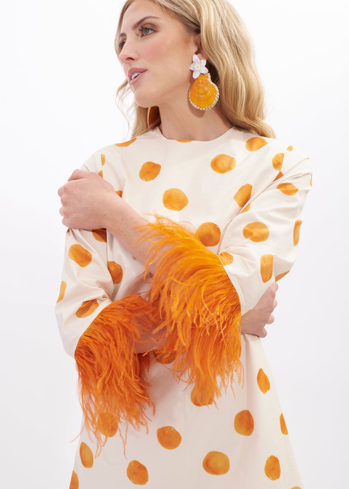 Eva Feather Dress- Orange