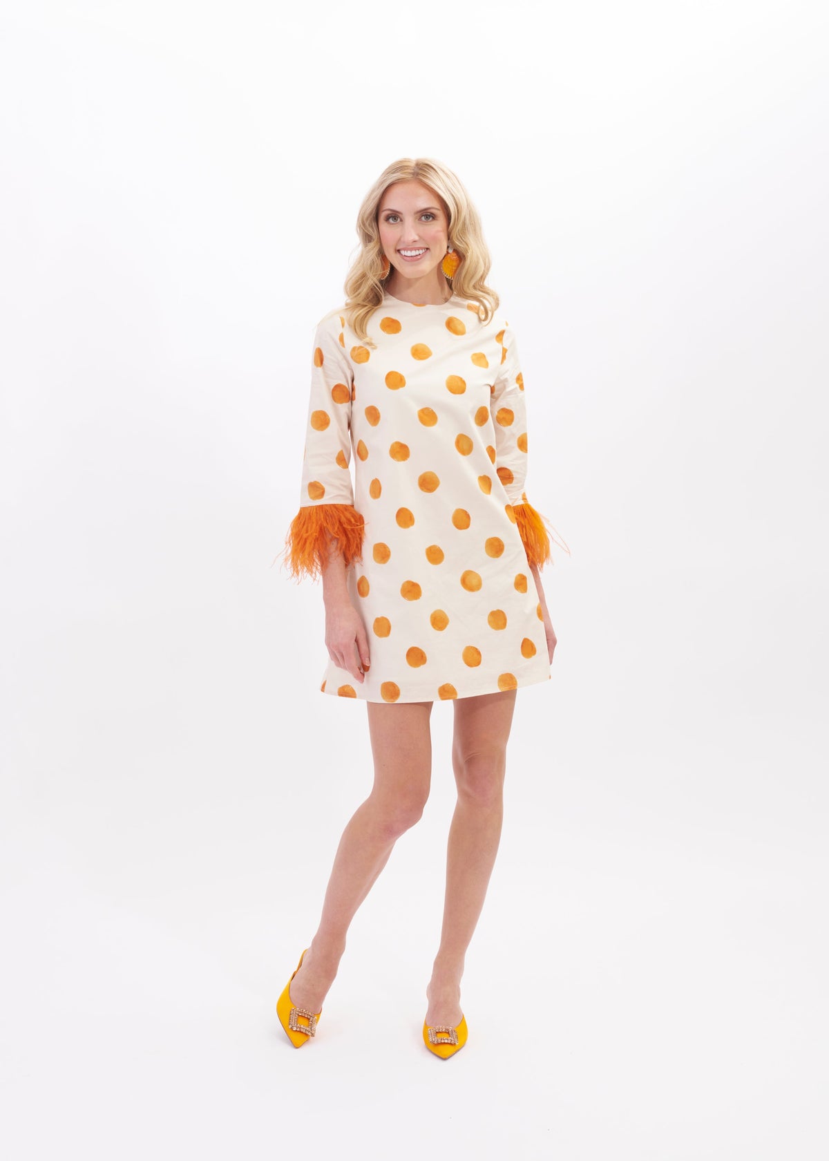 Eva Feather Dress- Orange