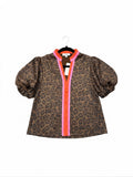 Animal Print Top with Color Blocking Detail