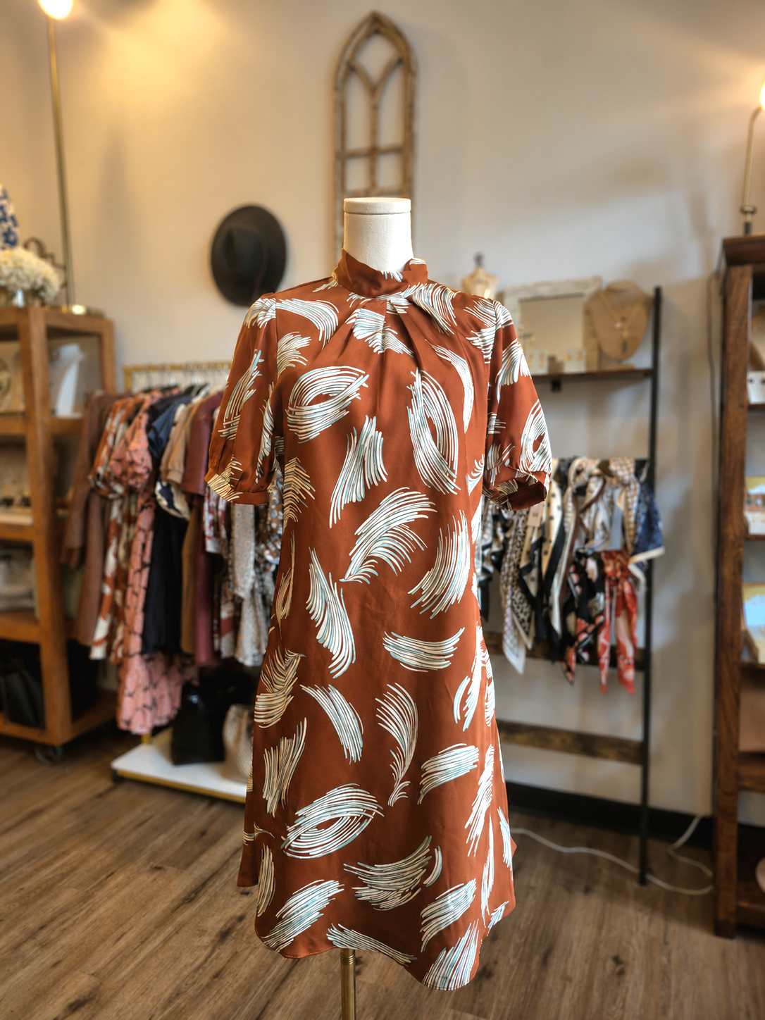 Silk Pattern Tied Back Dress