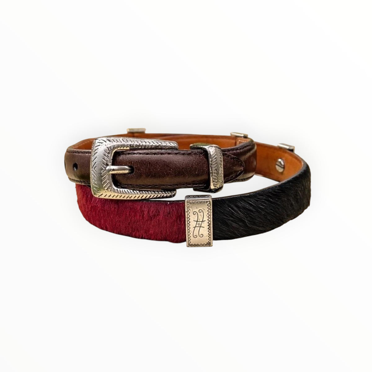 Multi Color Calf Hair Leather Belt