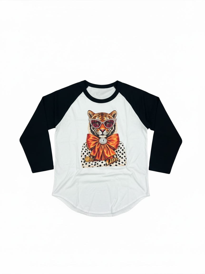 Orange Bow Tiger Graphic Tee