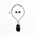 Double Stone Cheetah Print Necklace w/ Earrings