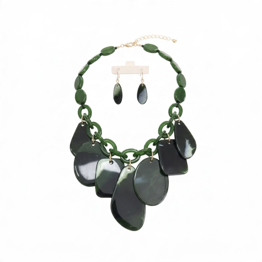 Assorted Chunky Acrylic Necklace w/ Earrings