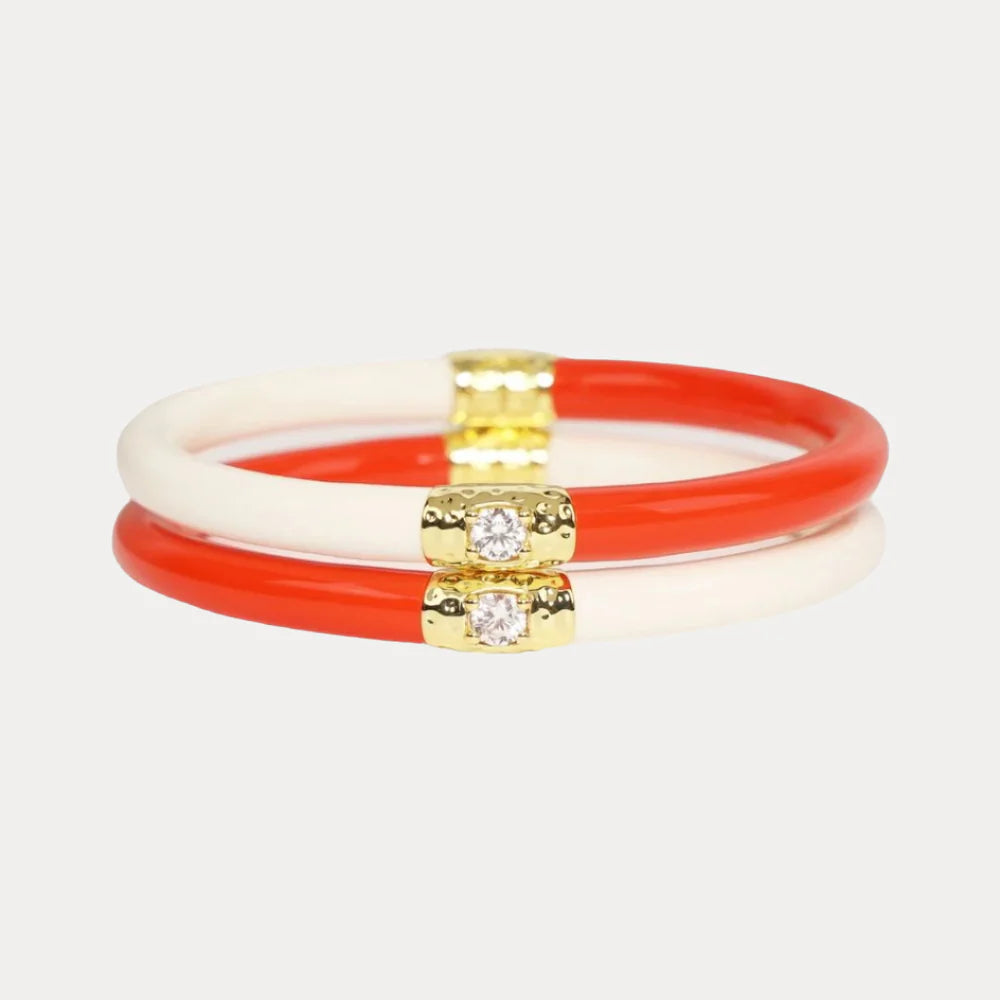 Coral & Ivory Yin Yang All Weather Bangles