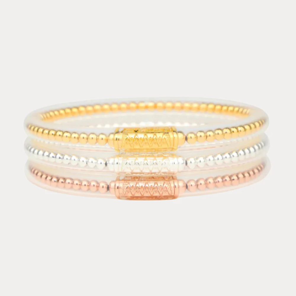 Gold/Silver/Rose Gold All Weather Bangles (Set of 3)