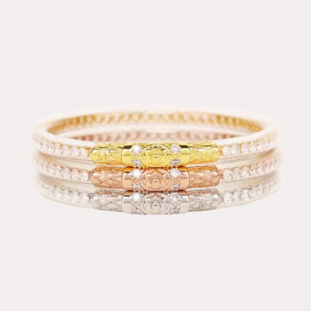 Clear Crystal All Weather Bangles (Set of 3)