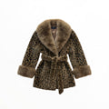 Plus Size Leopard Plush Faux Fur Coat