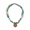 Green/White/Yellow Scarf Necklace.