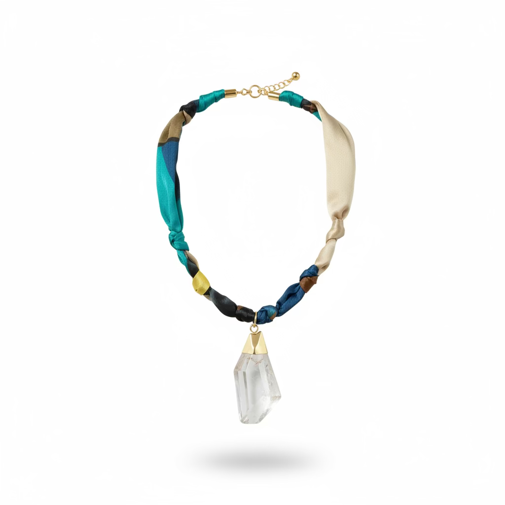 Multi-Color Scarf Diamond Pendant Necklace