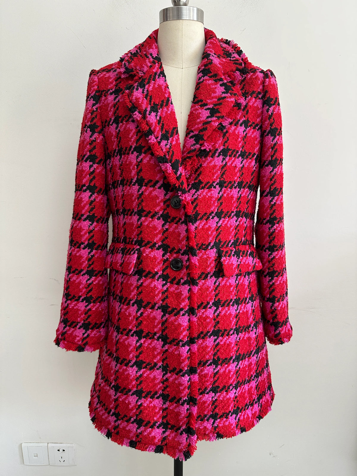 Gingham Coat- Pink/Black