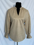 V-Neck Blouse- Taupe