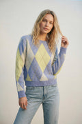 Diamond Patterned Sweater- Blue/Yellow