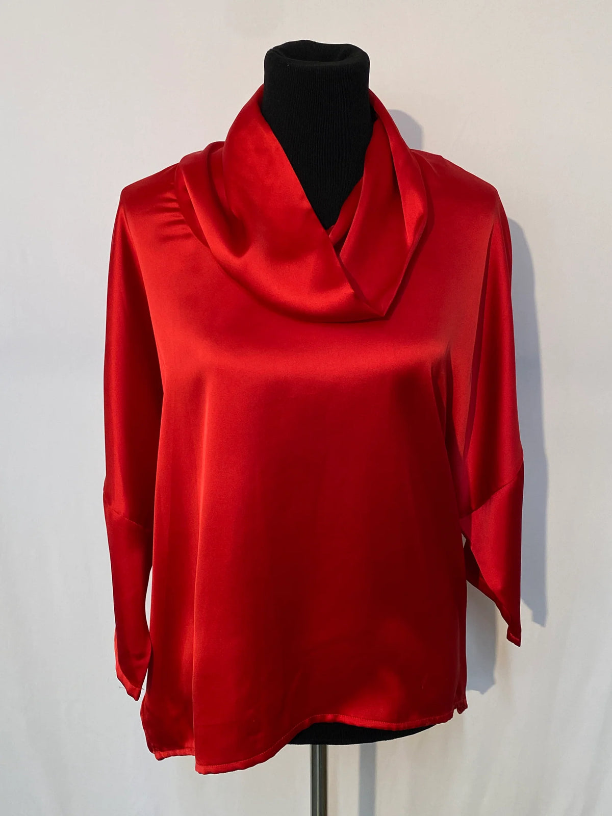 Button Back Satin Loose Turtleneck
