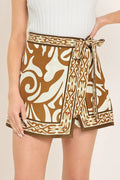 Coastal Woven Skort- Brown