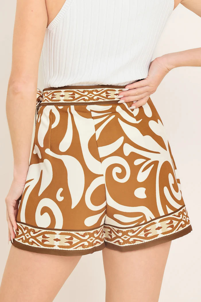 Coastal Woven Skort- Brown