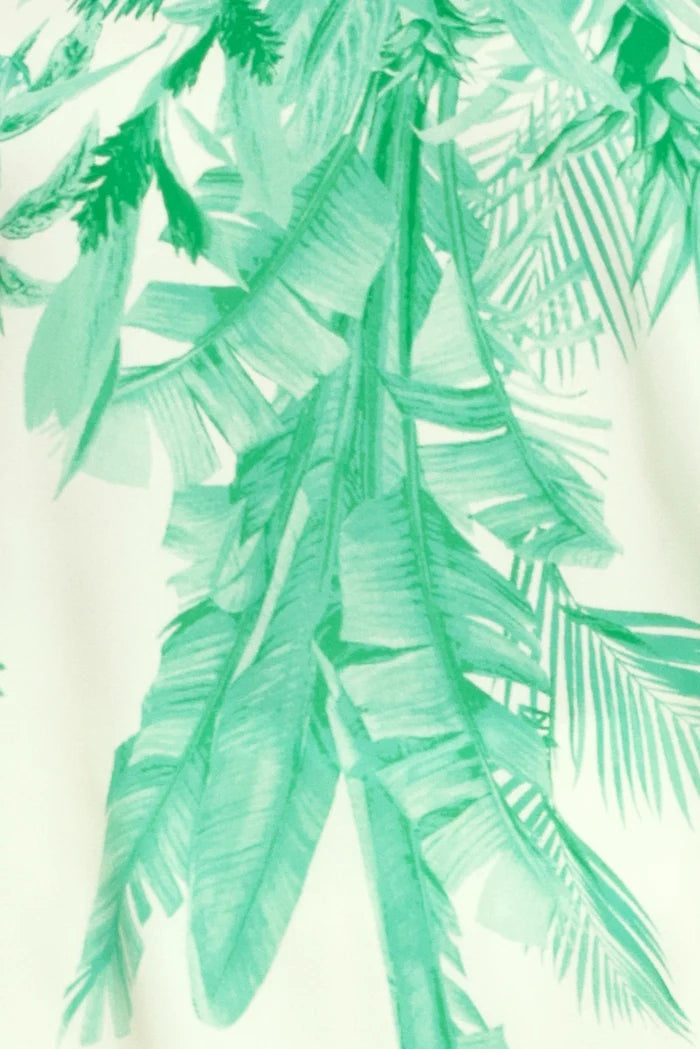 Tropical Halter Neck Top- Ivory/Green