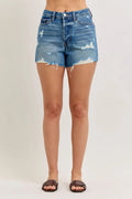 High Waist Distressed Denim Shorts
