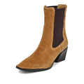 Jane- Suede Pointed Toe Boots- Cognac Suede