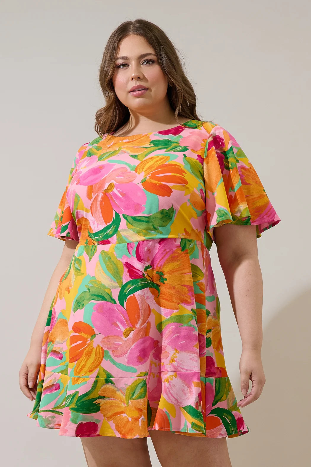 Plus Size Jovana Floral Flouncy Mini Dress