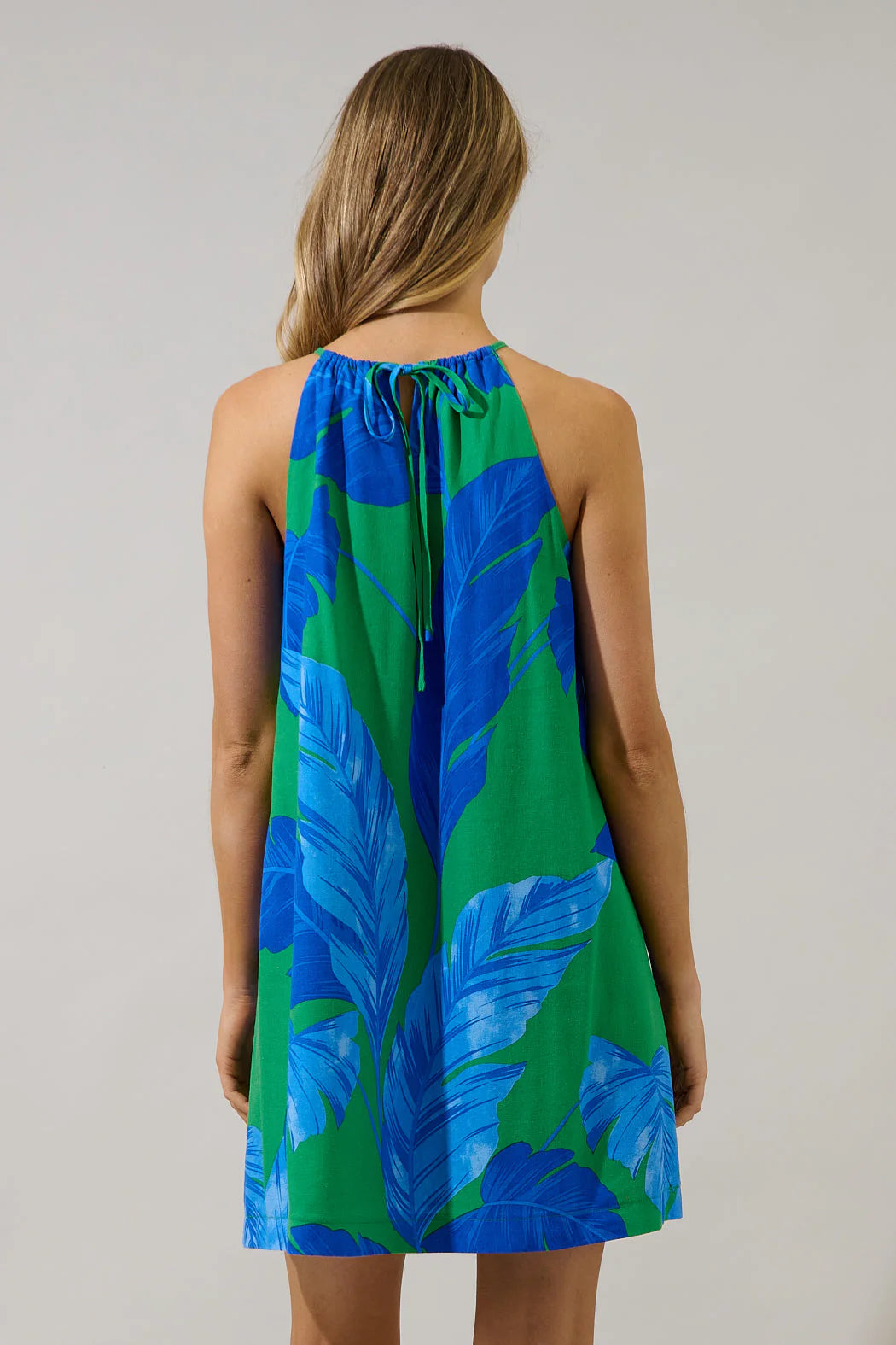 Plus Size Haity Shift Mini Dress Gresia Tropical- Blue/Green