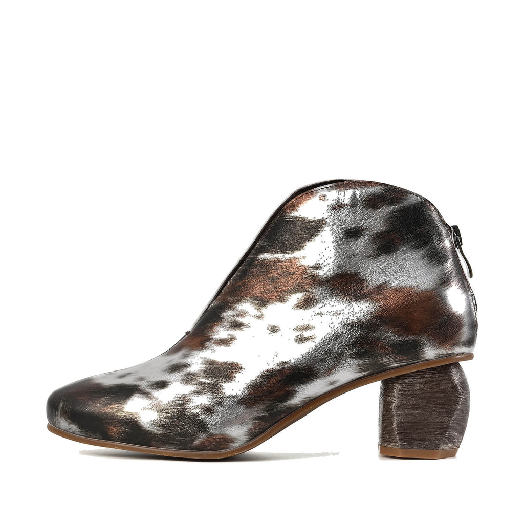 Gretchen- Metallic Ankle Booties- Light Gold Leather