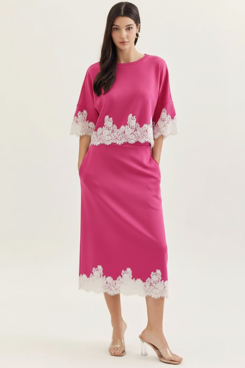 Lace Trimmed Two Piece Sets