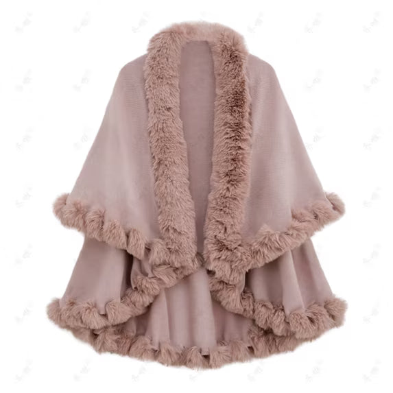 Assorted Faux Fur Collar Cloak Cape