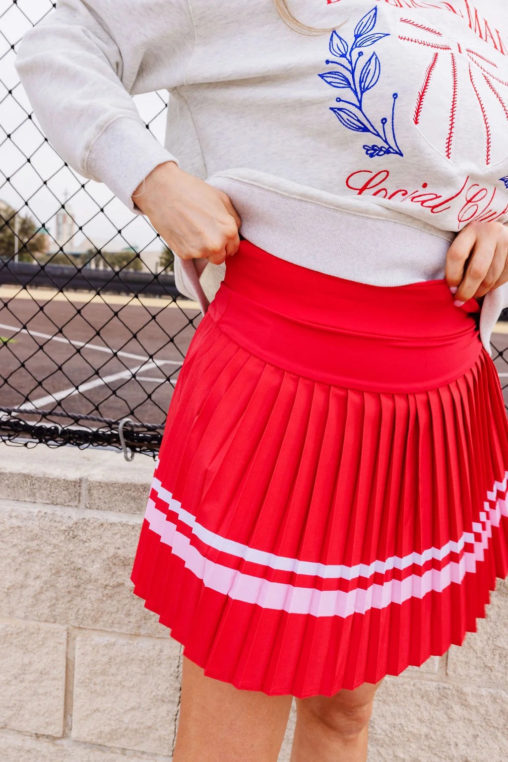 Pleated Skirt- Red/Pink