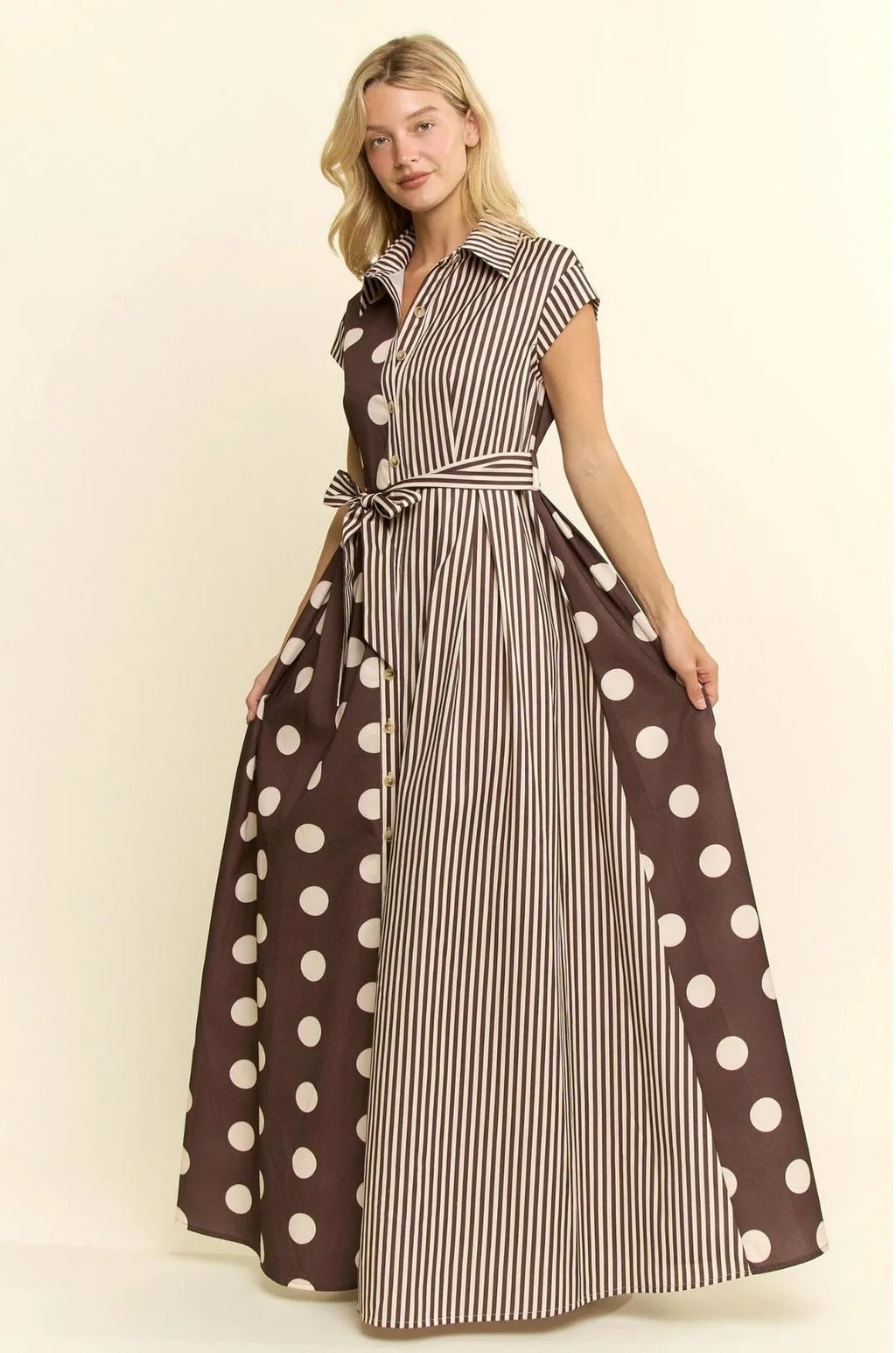 Dot Stripe Shirt Dress