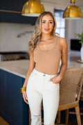 Sawyer Scoop Neck Bodysuit- Tan