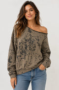 One Shoulder Sweatshirt- Olive