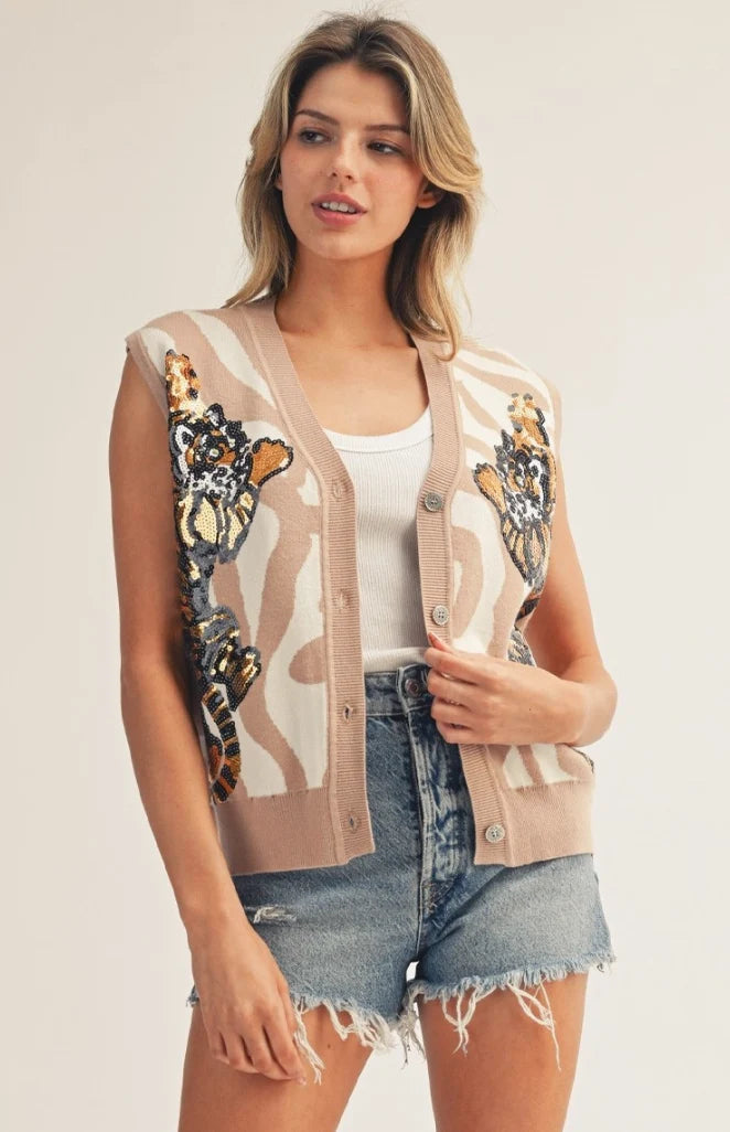 Tiger Button Down Vest