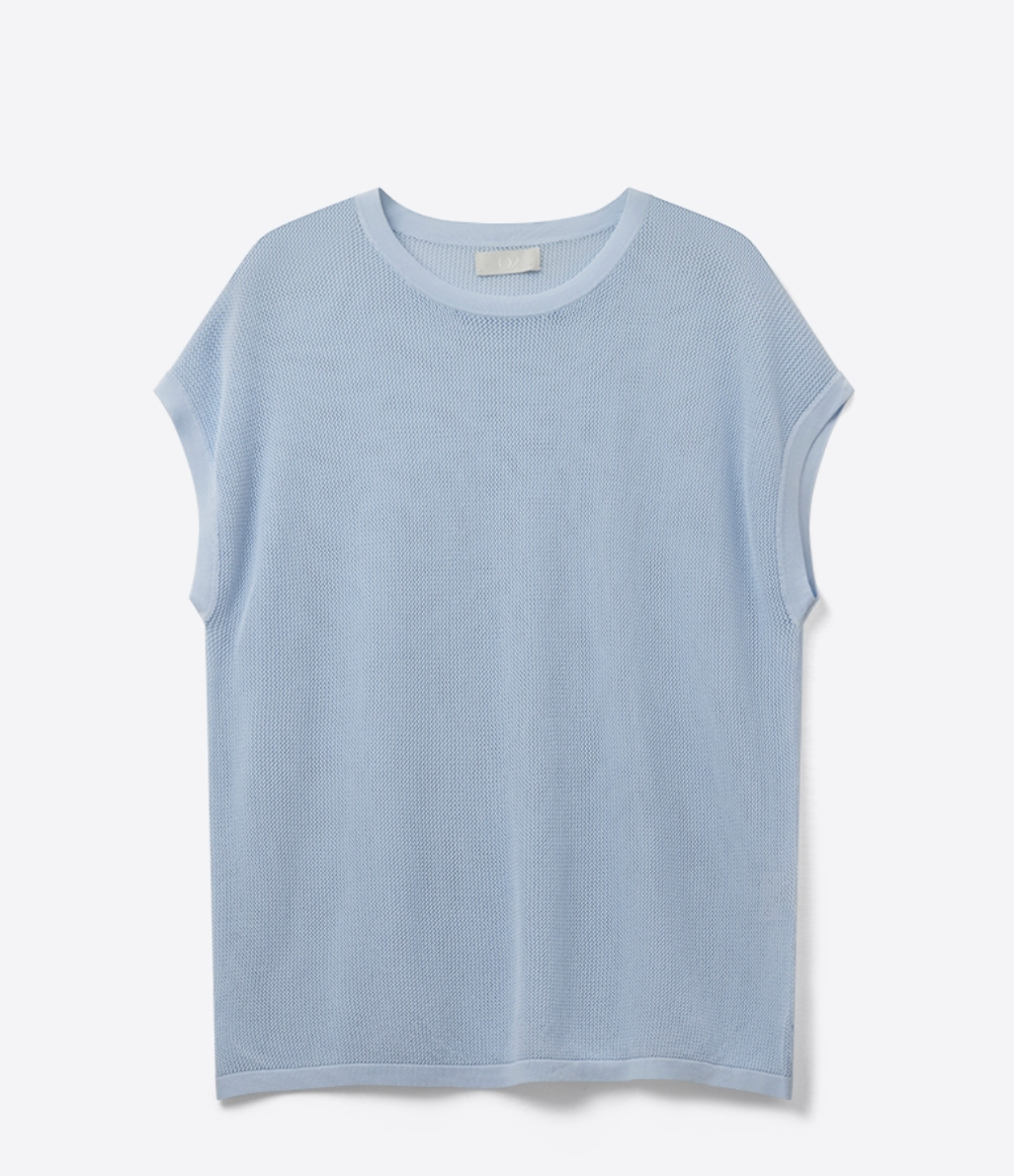 Grid Knit Sweater- Blue