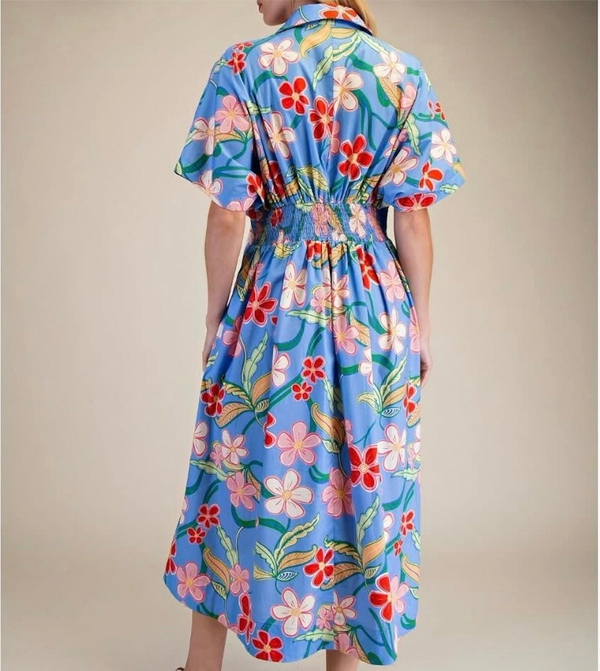 Hawaii Floral Dress- Blue